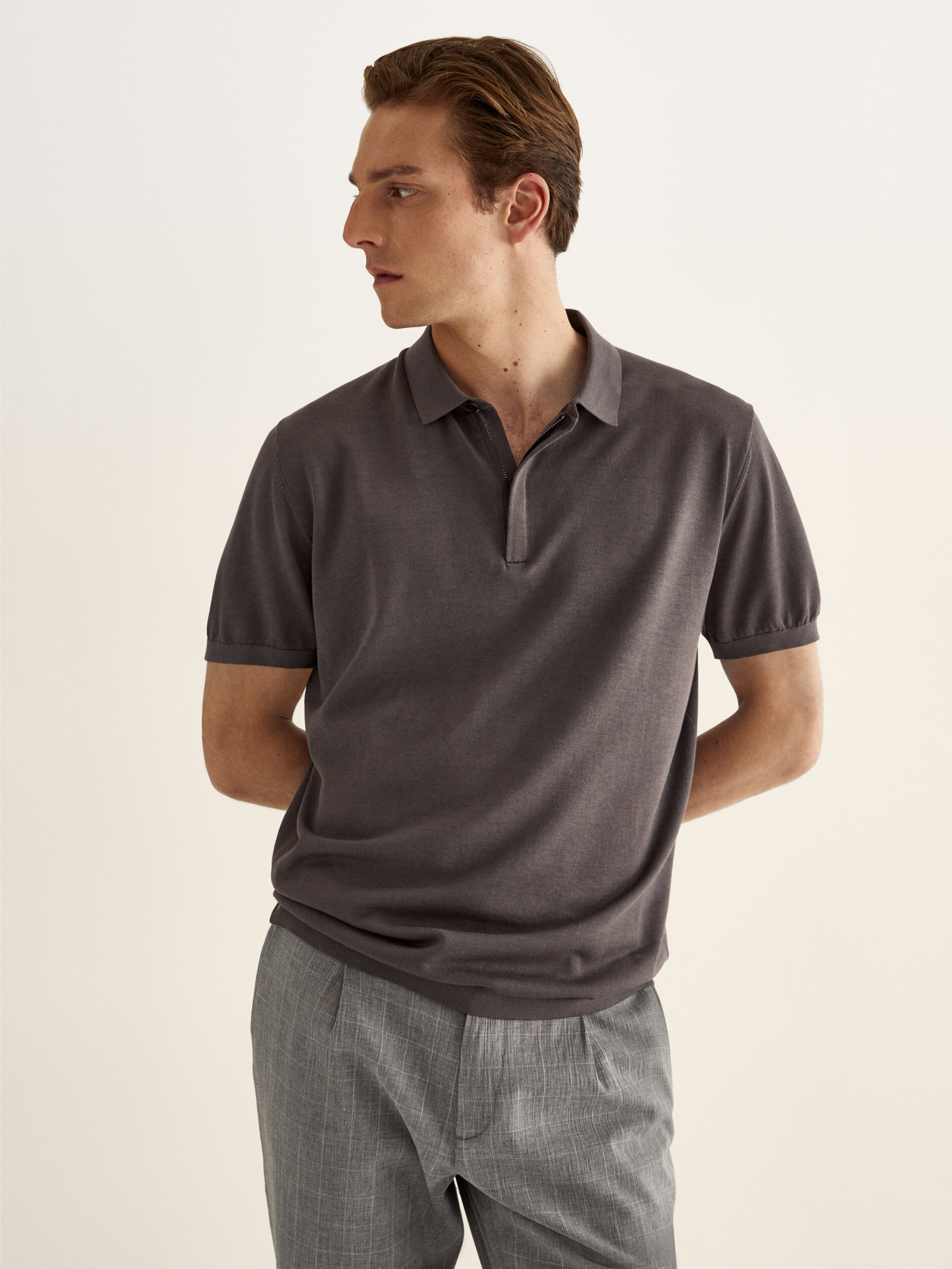 knit cotton polo shirt