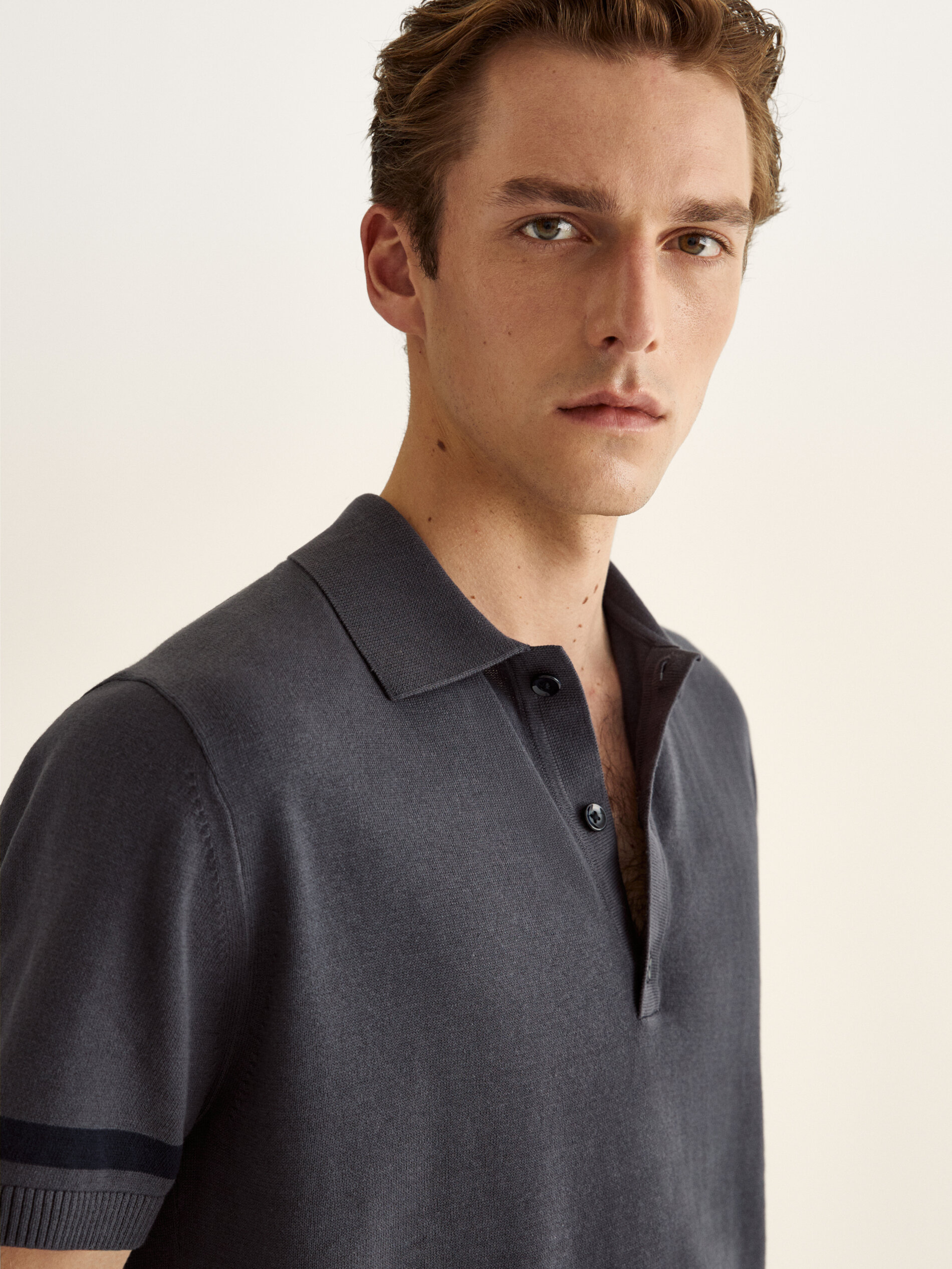 cotton cashmere knit polo