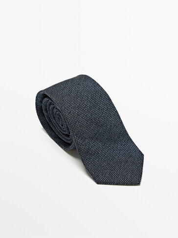 纹理棉质/真丝混色织纹领带