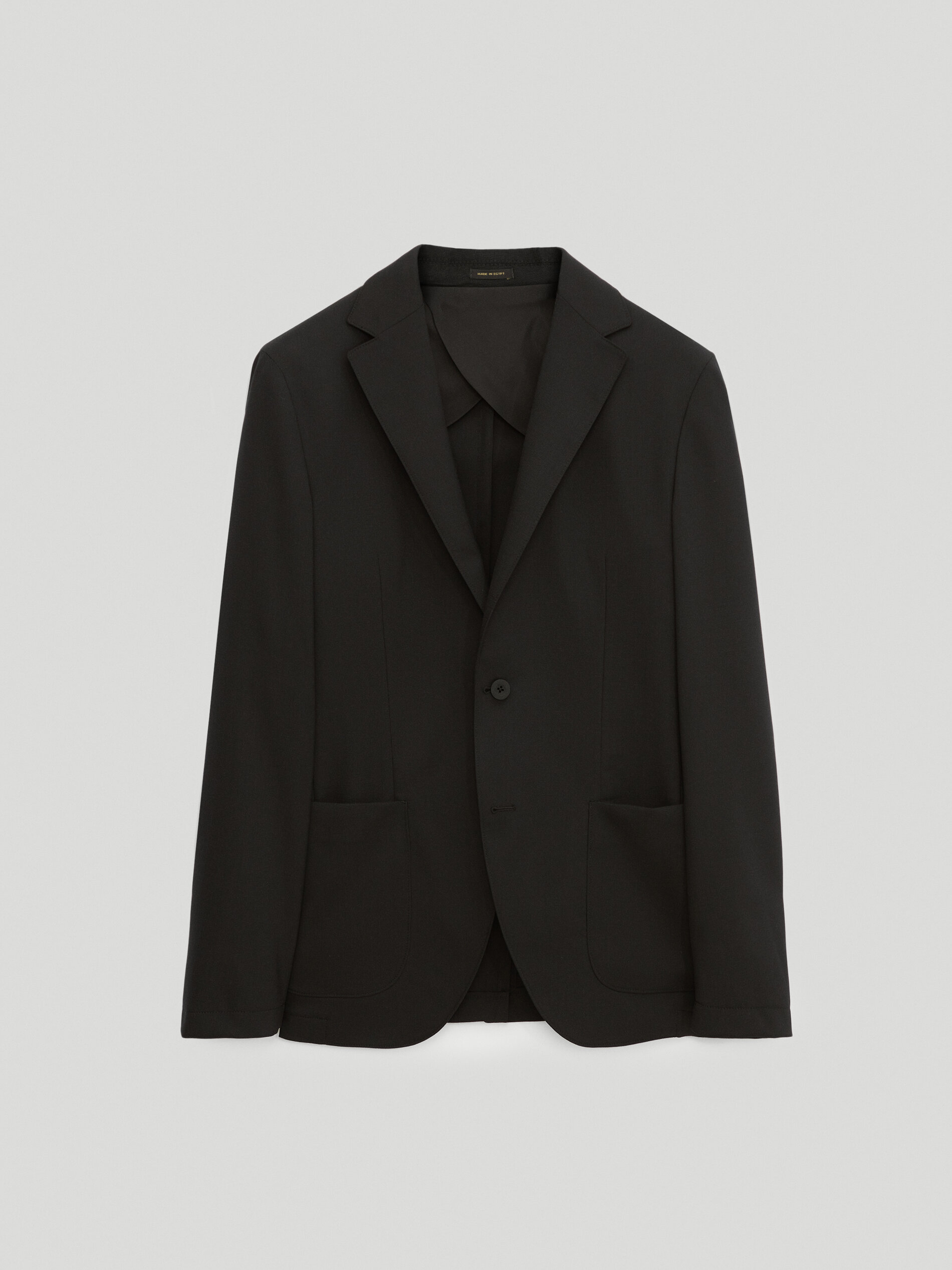 Black slim-fit wool blazer - null - Massimo Dutti