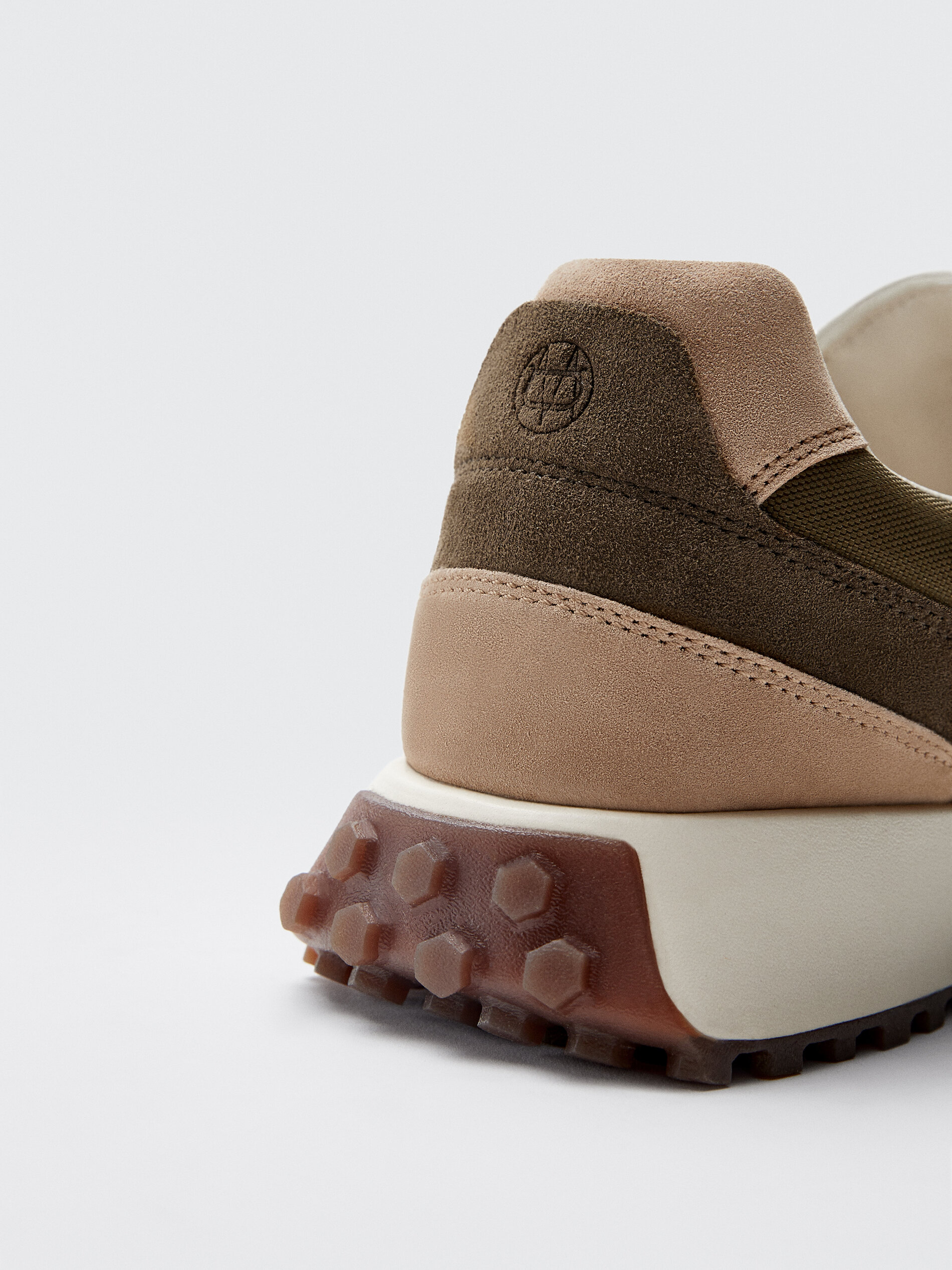 khaki leather trainers