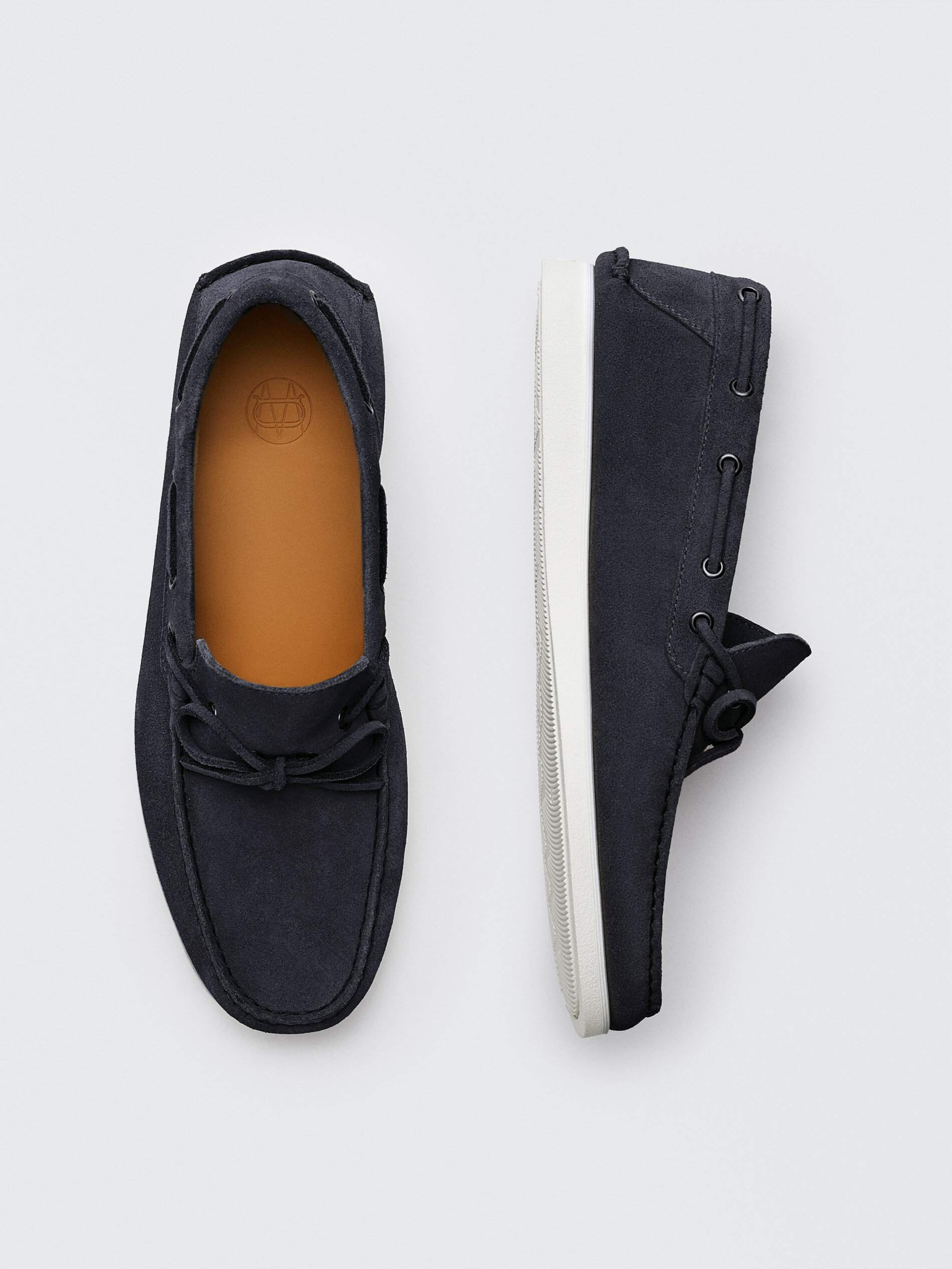 blue suede deck shoes