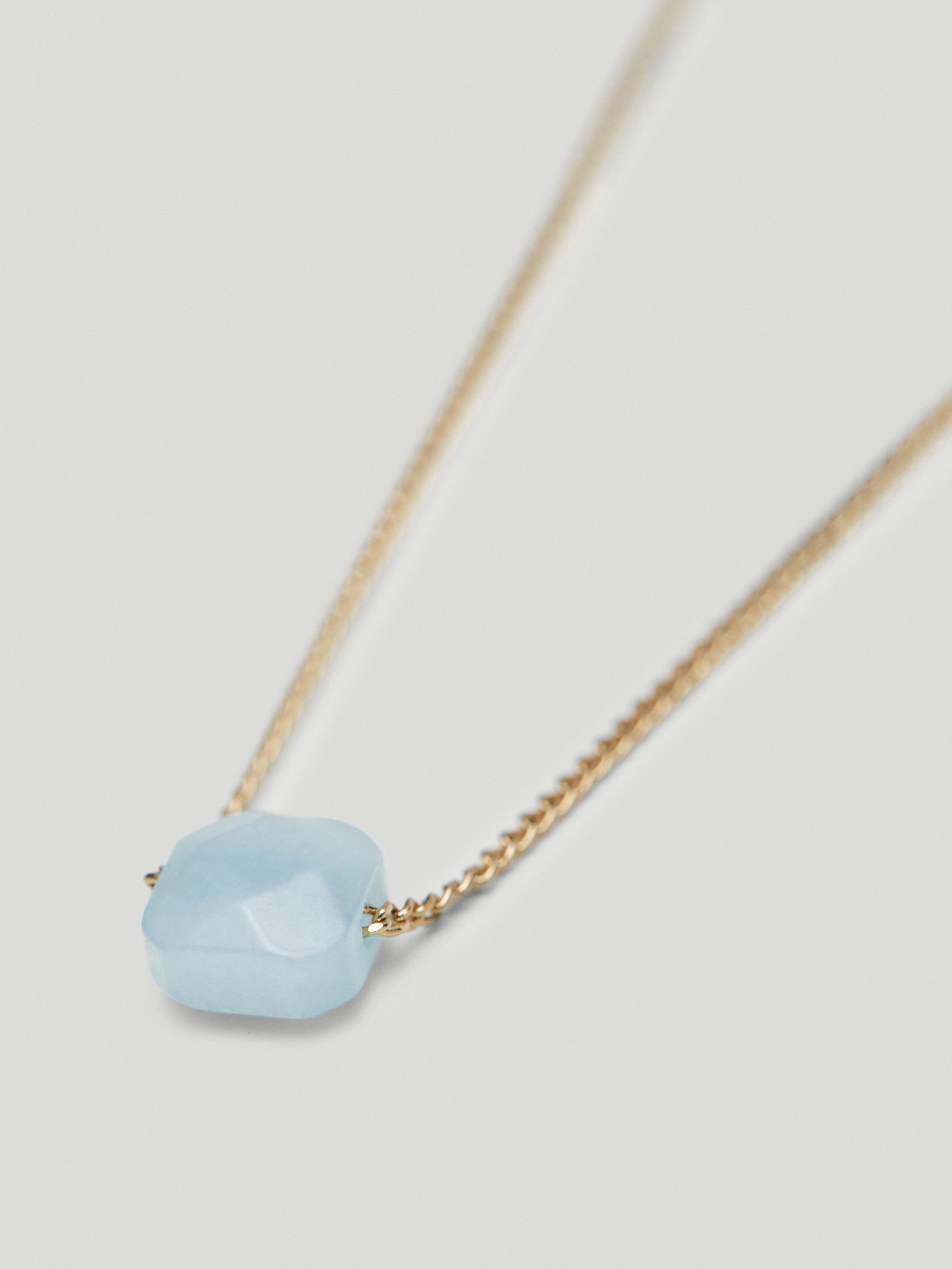 Gold-plated March stone necklace - null 