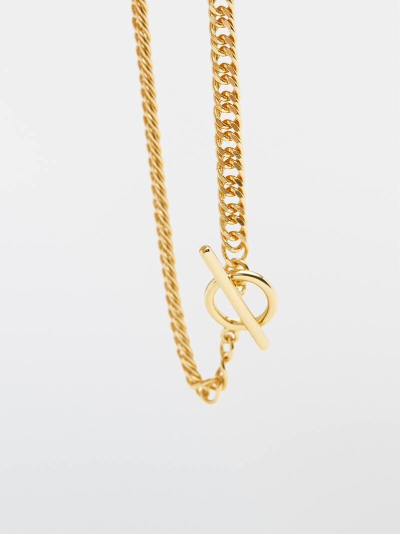 Gold Plated Sterling Silver Chain Bracelet With Ring Women Massimo Dutti