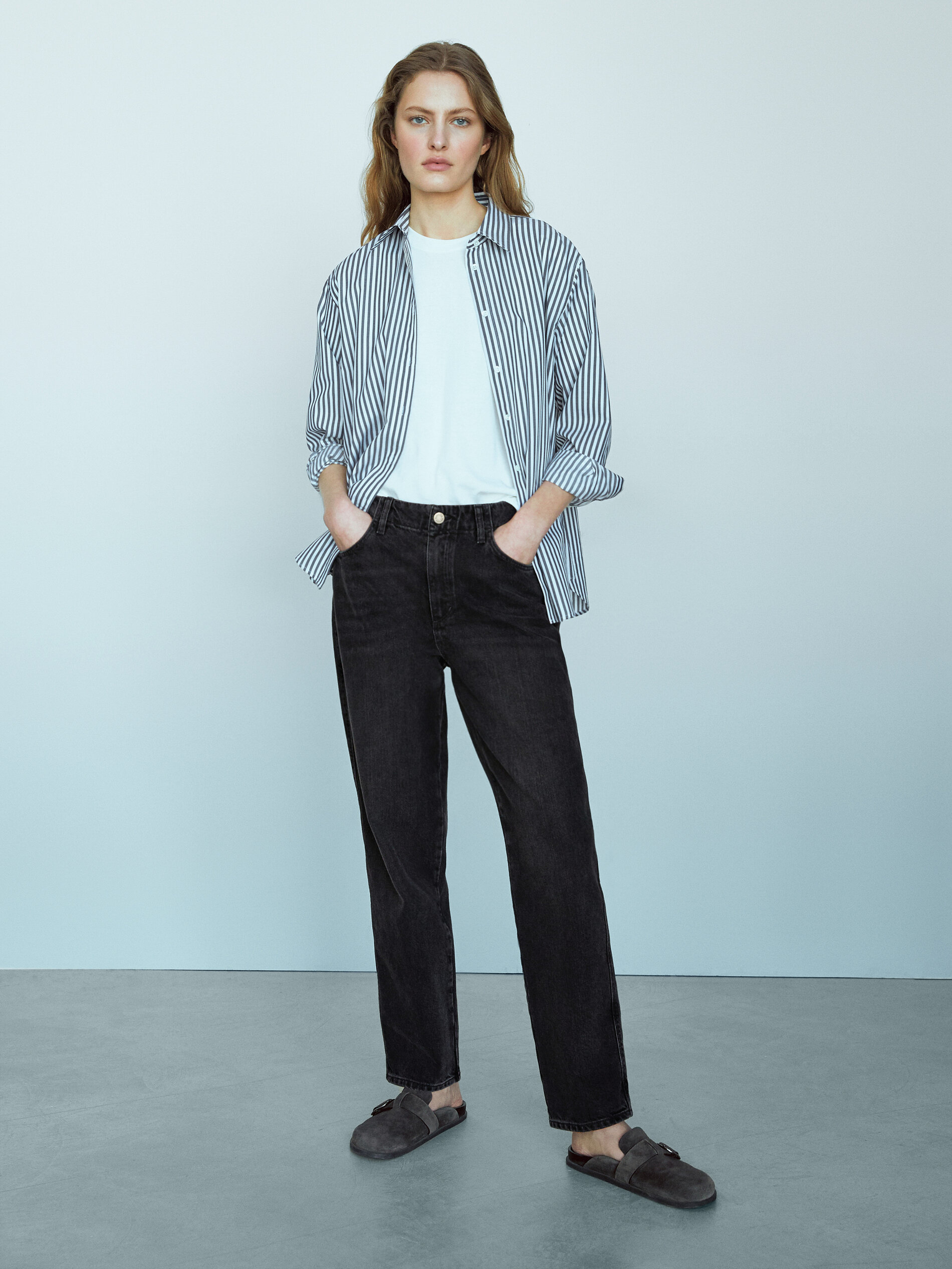 Black slouchy jeans - null - Massimo Dutti