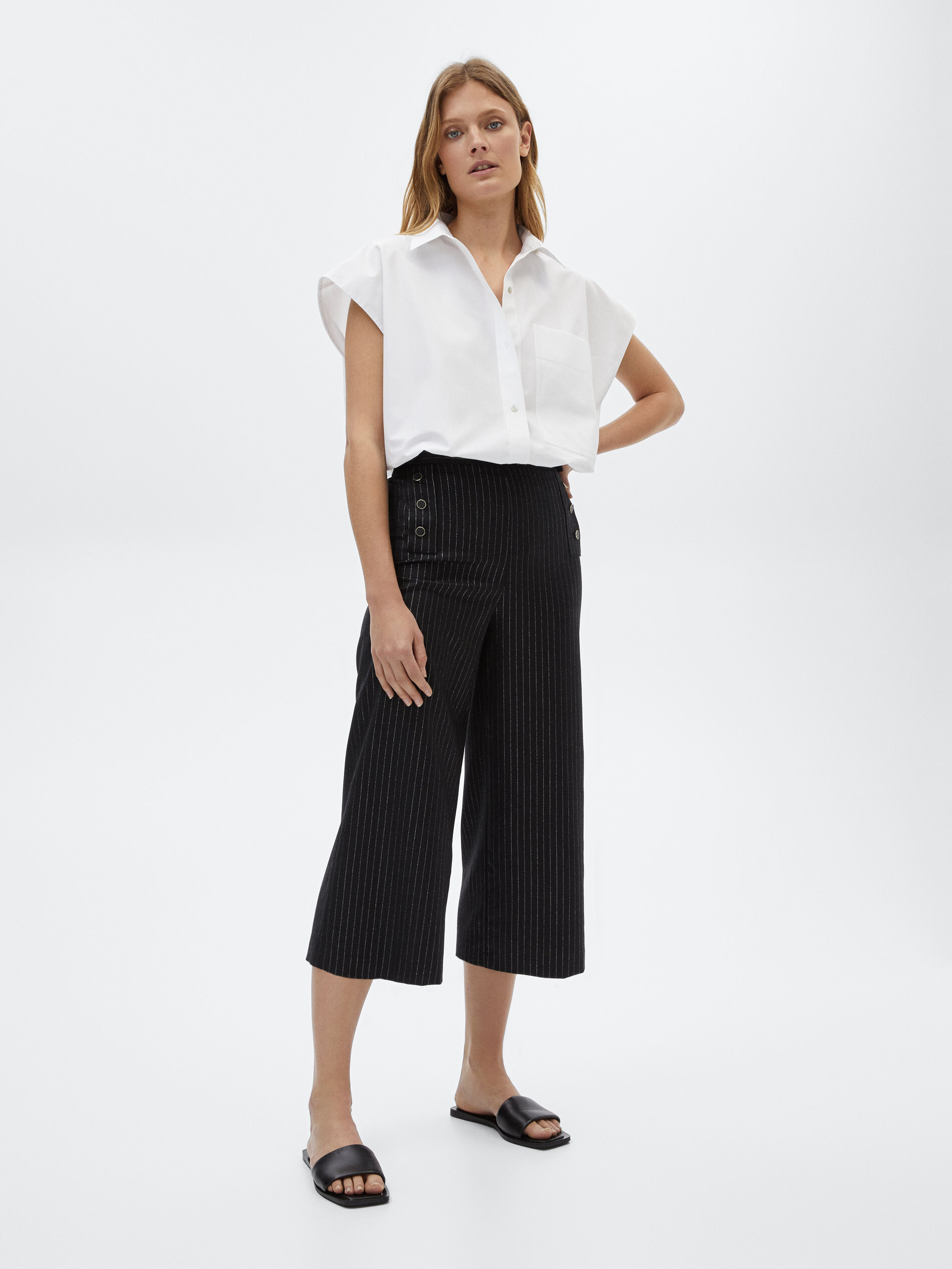 Pinstripe wool trousers - null 