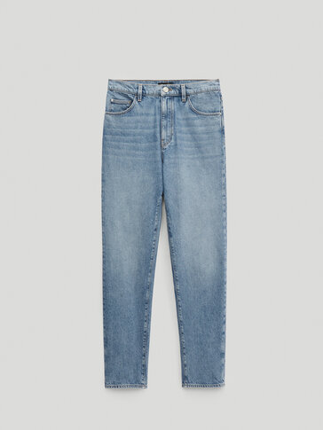 Straight fit high-waist jeans - null 