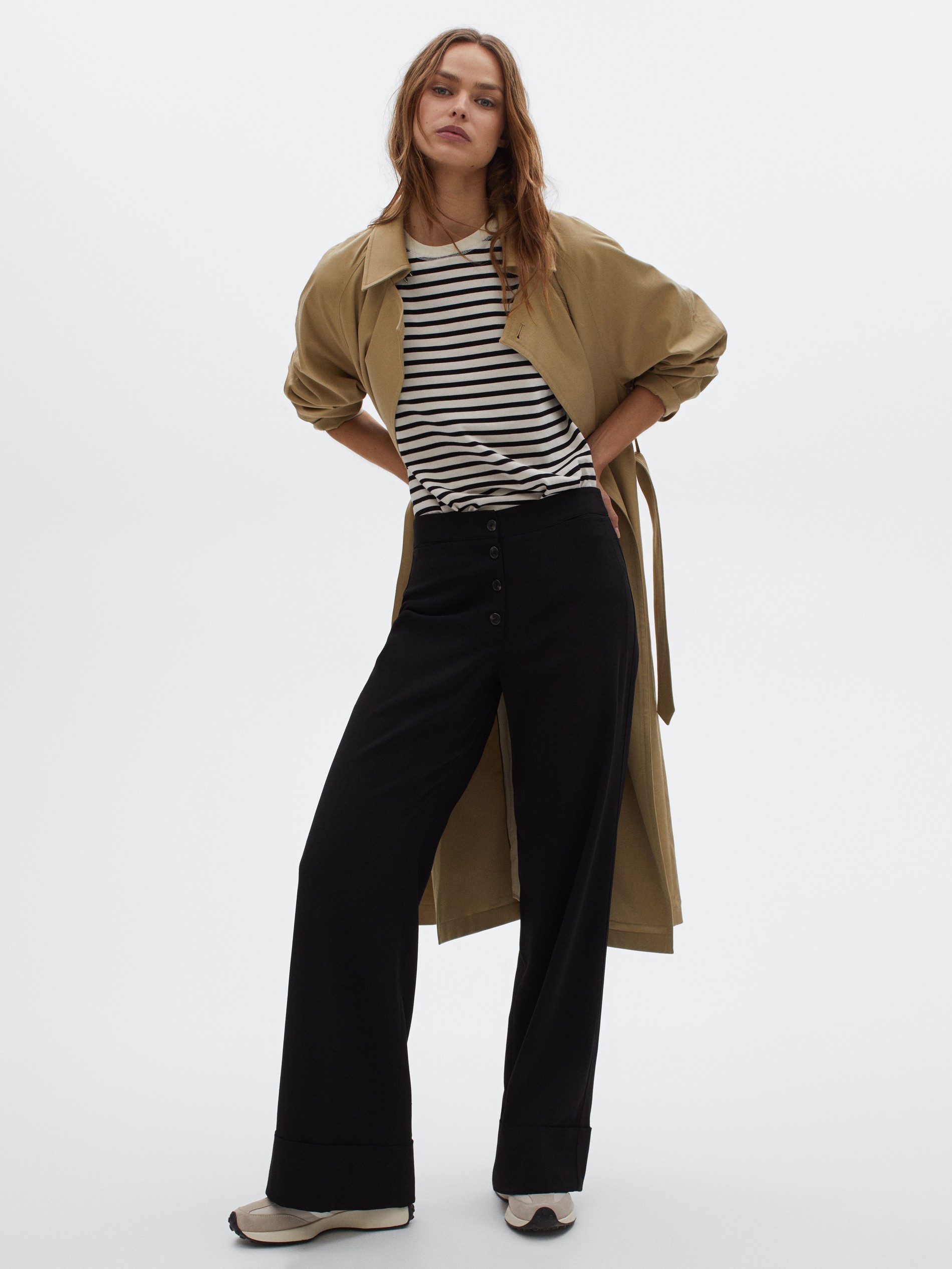 Palazzo trousers with turn-up detail 