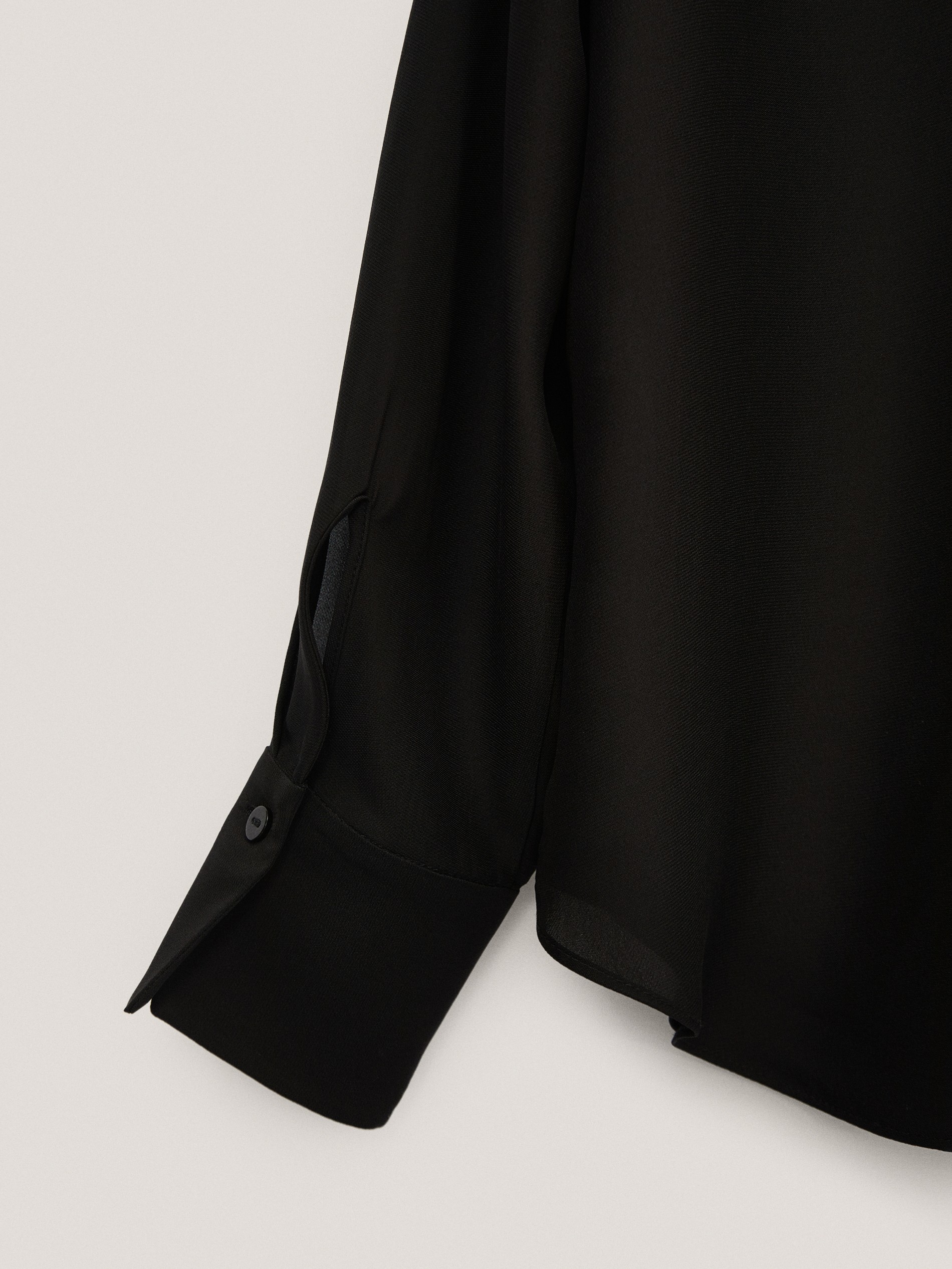 Black ruffled shirt with rhinestone detail - Women - Massimo Dutti