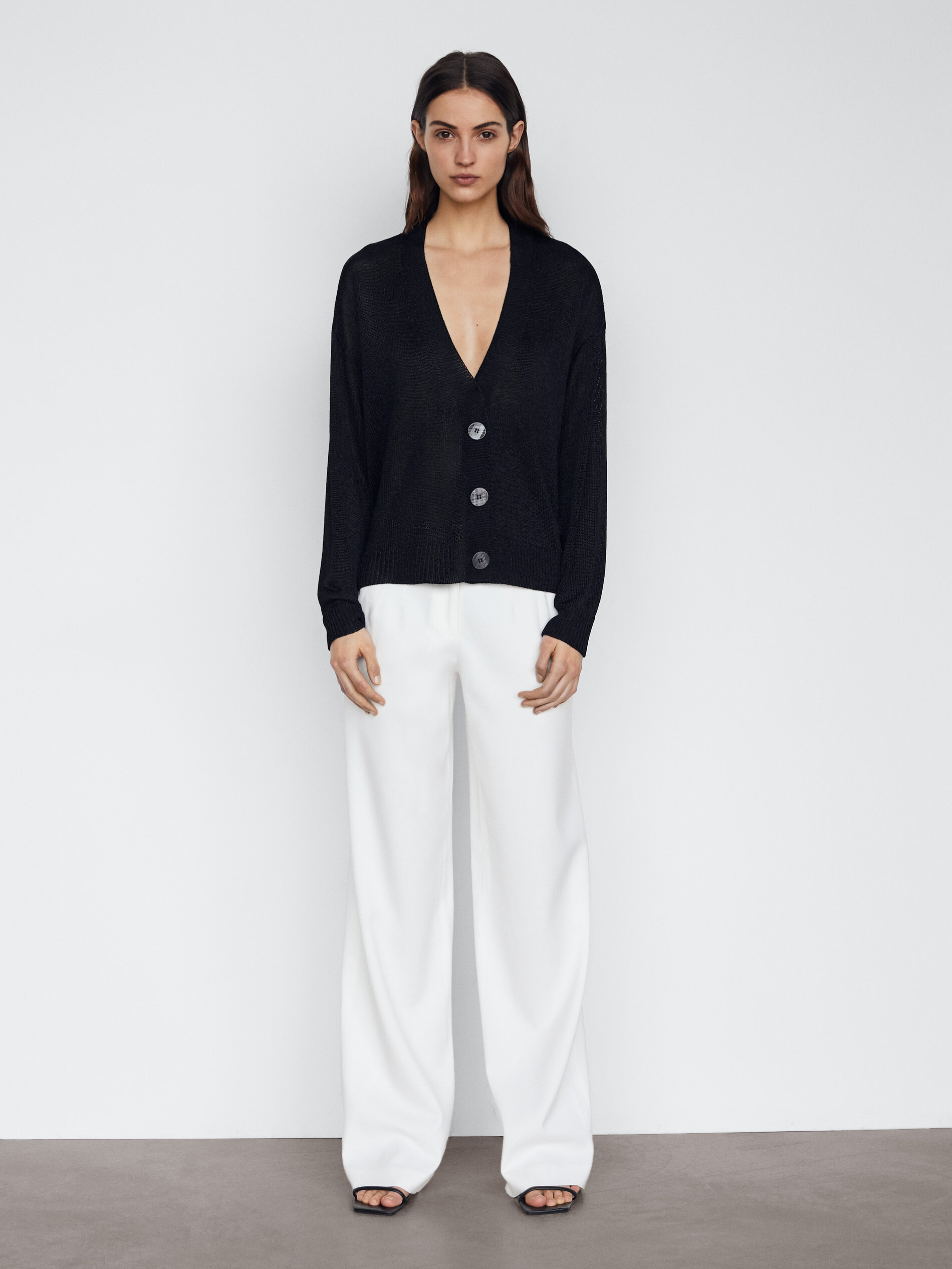 Cropped knit cardigan - Men - Massimo Dutti