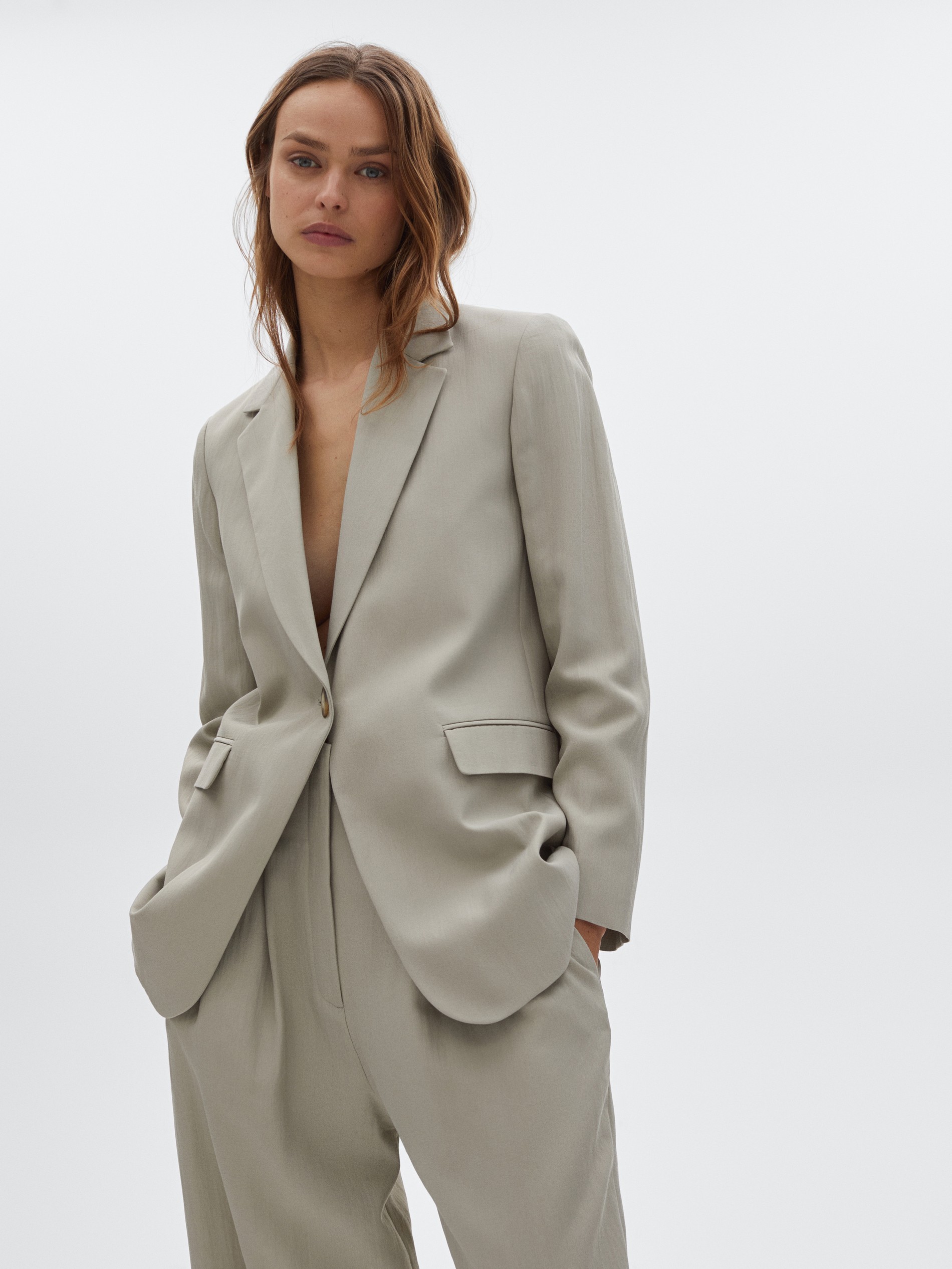 Blazer with button - null - Massimo Dutti