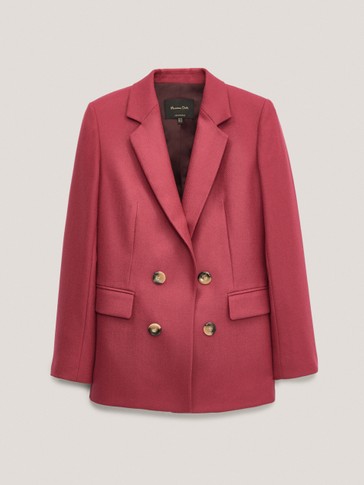 100% wool false double-breasted blazer - null - Massimo Dutti