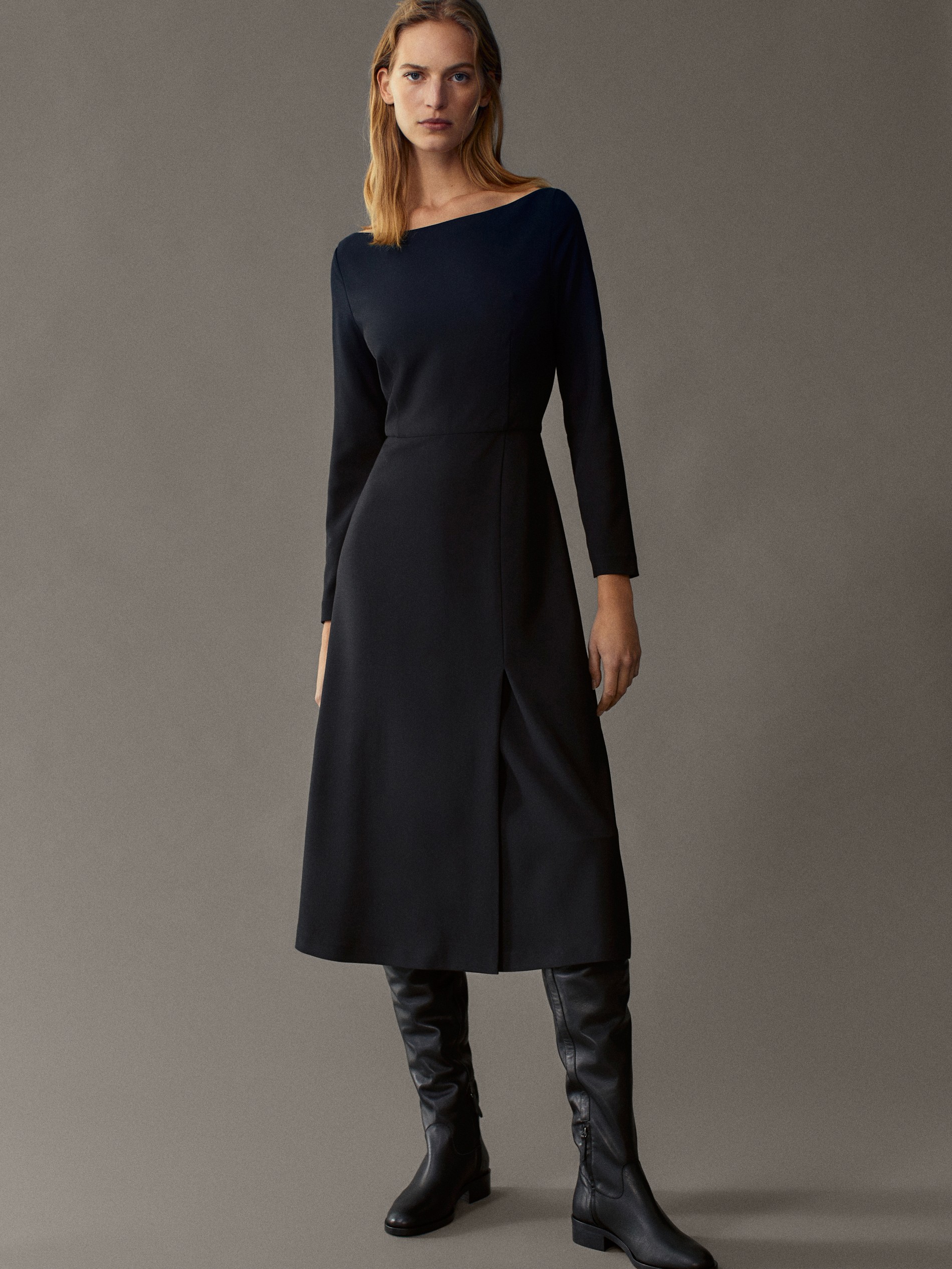 Massimo dutti black dress Clearance