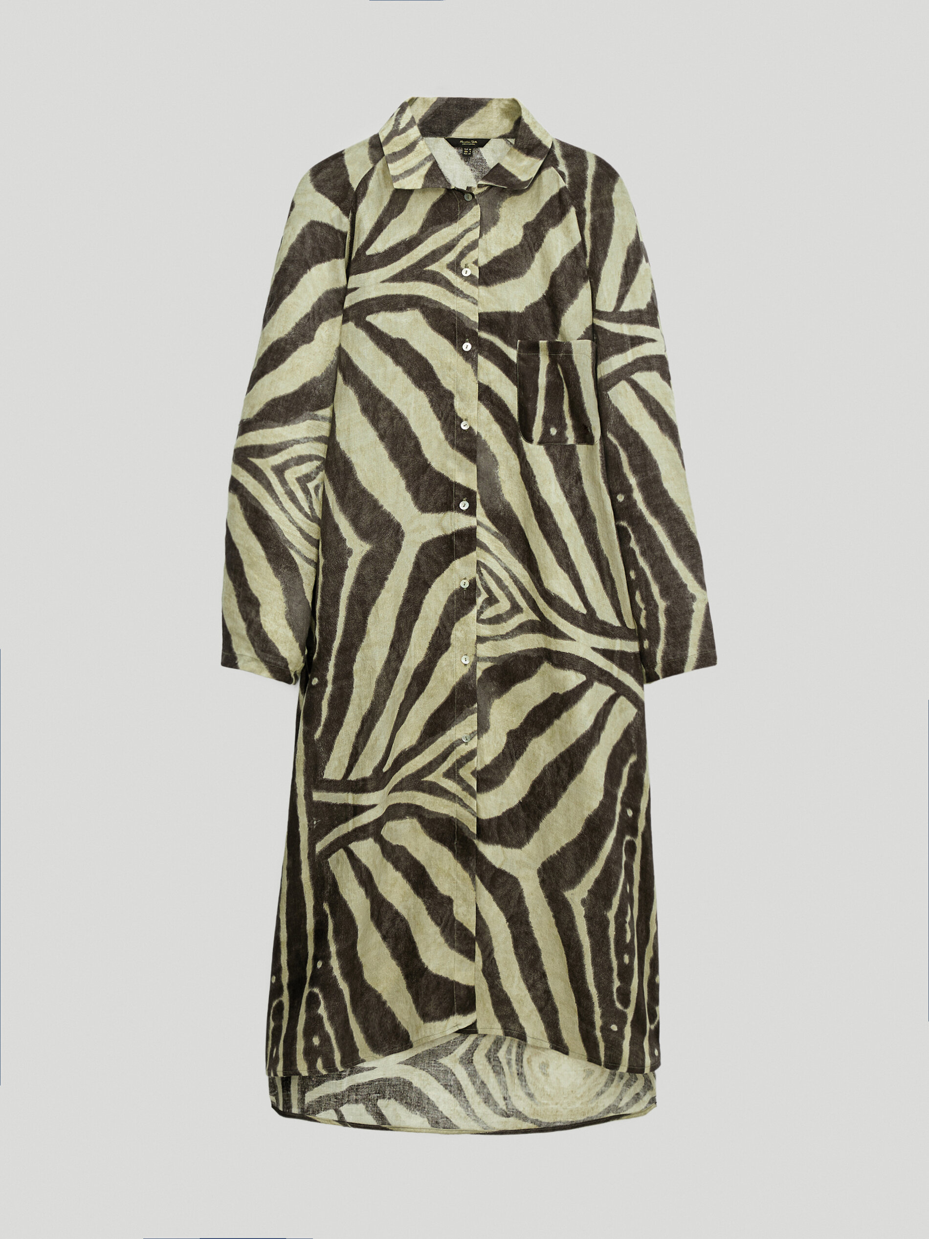 100% linen zebra print dress - null 