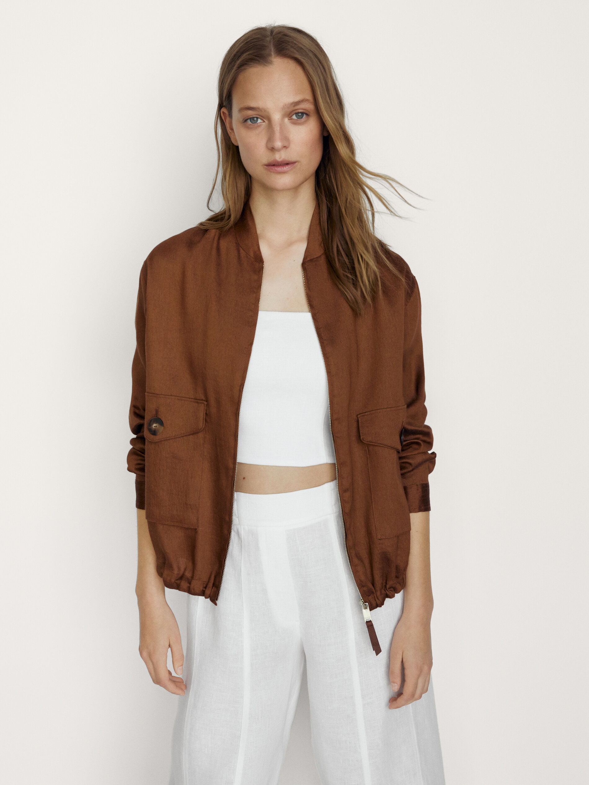 linen bomber jacket womens