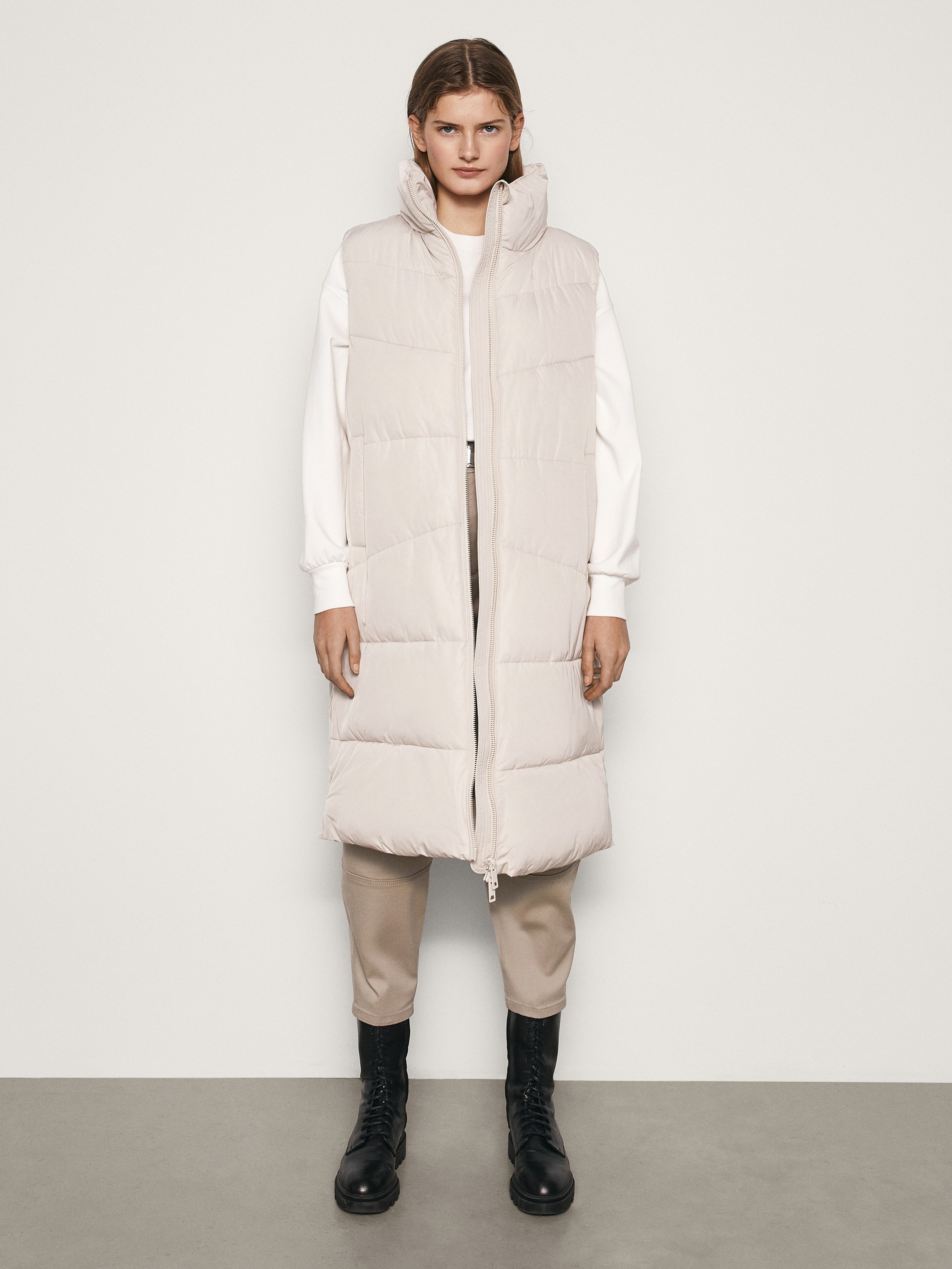 puffer long gilet womens