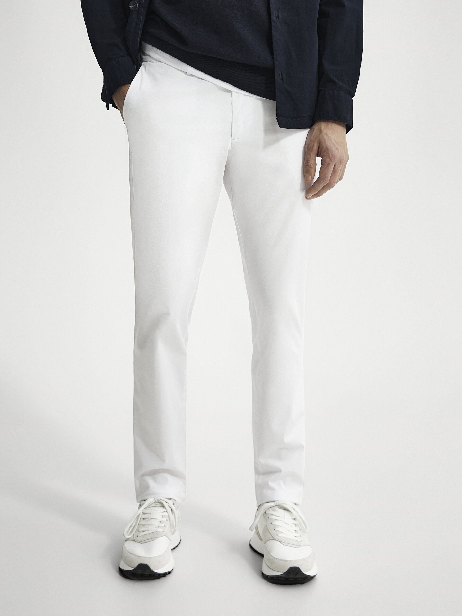 white slim chinos mens