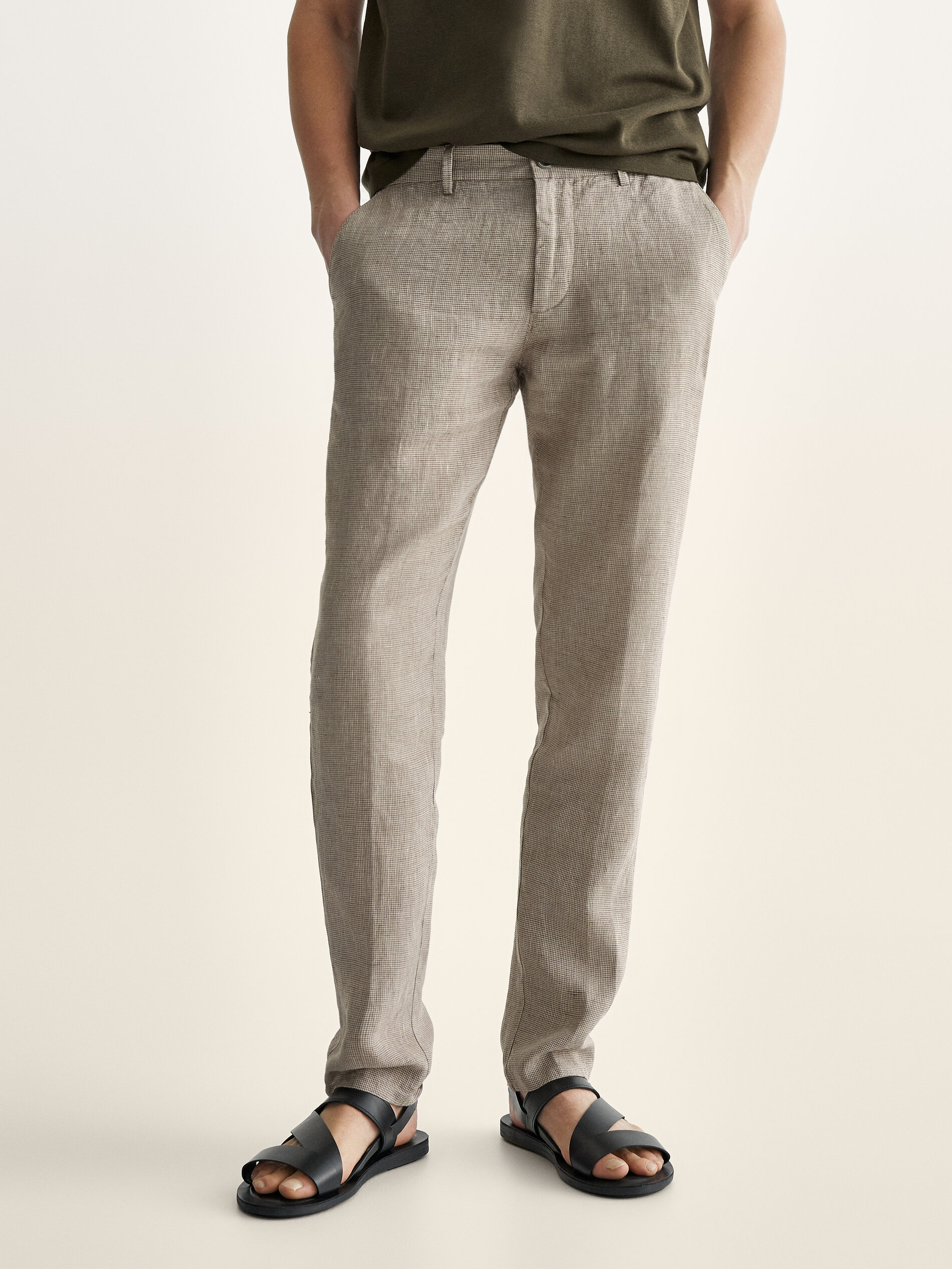 Houndstooth linen jogging fit trousers 