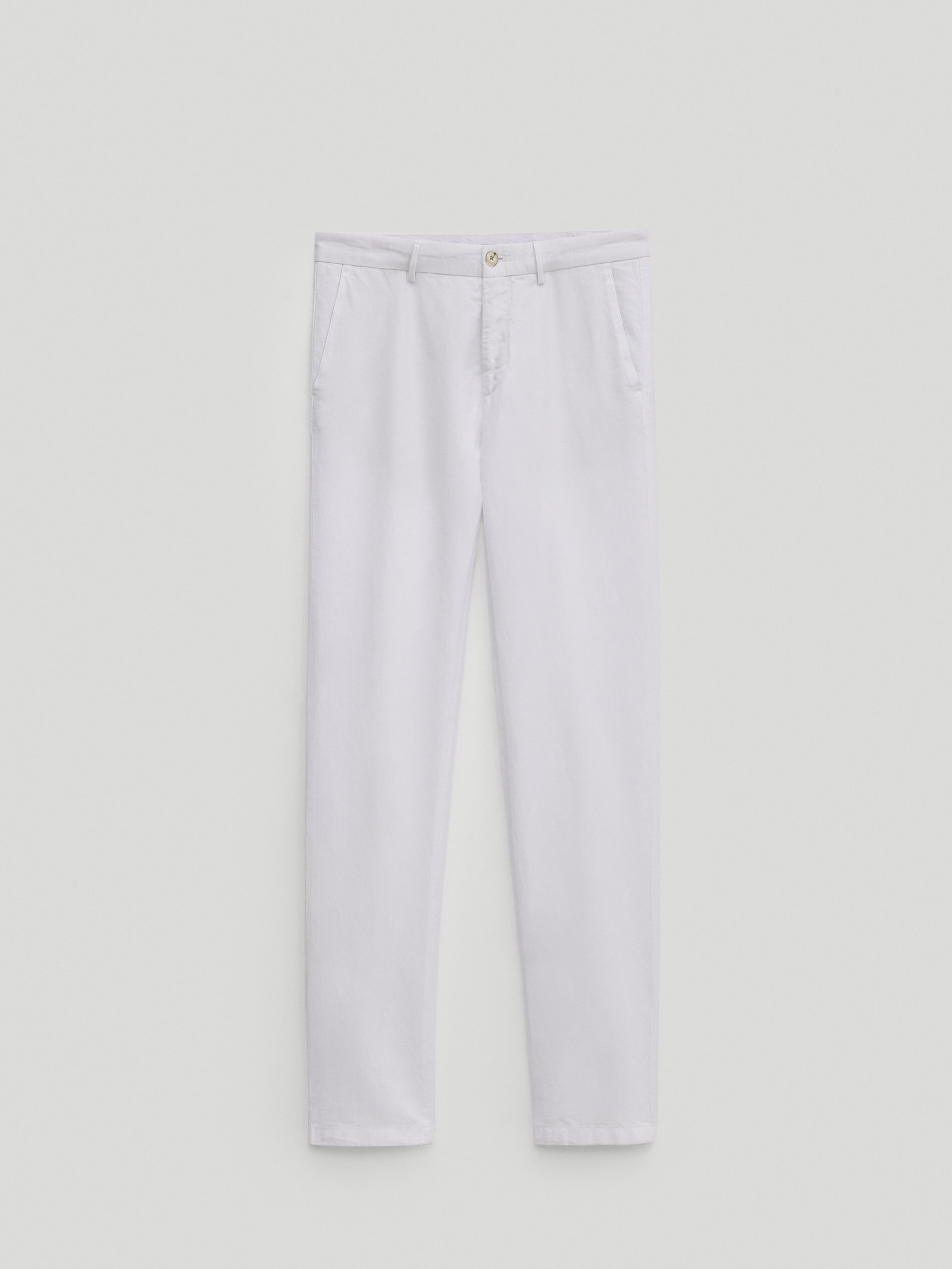 Slim fit linen/cotton chino trousers - Men - Massimo Dutti