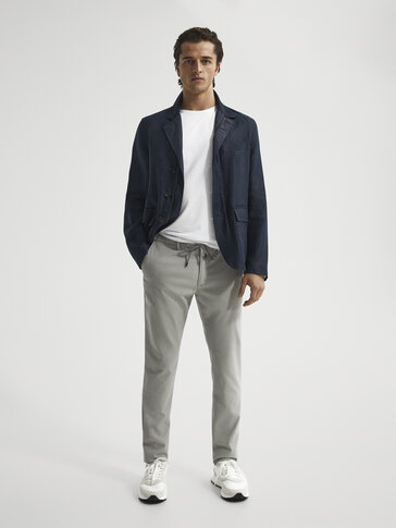 Jogging fit dyed textured trousers 