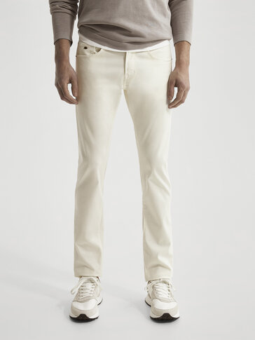 Slim-fit twill denim-effect trousers 
