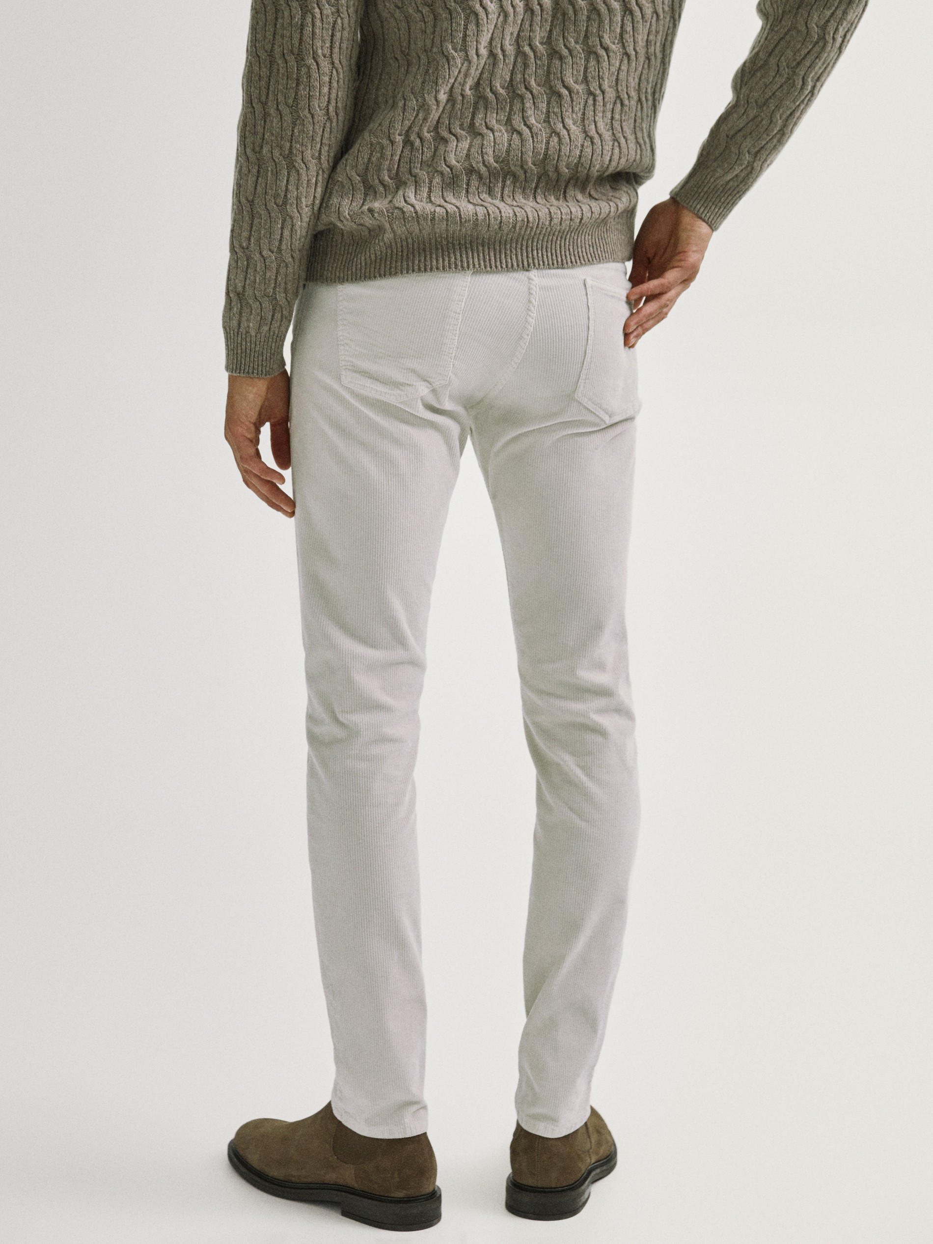Slim fit corduroy denim-effect trousers 
