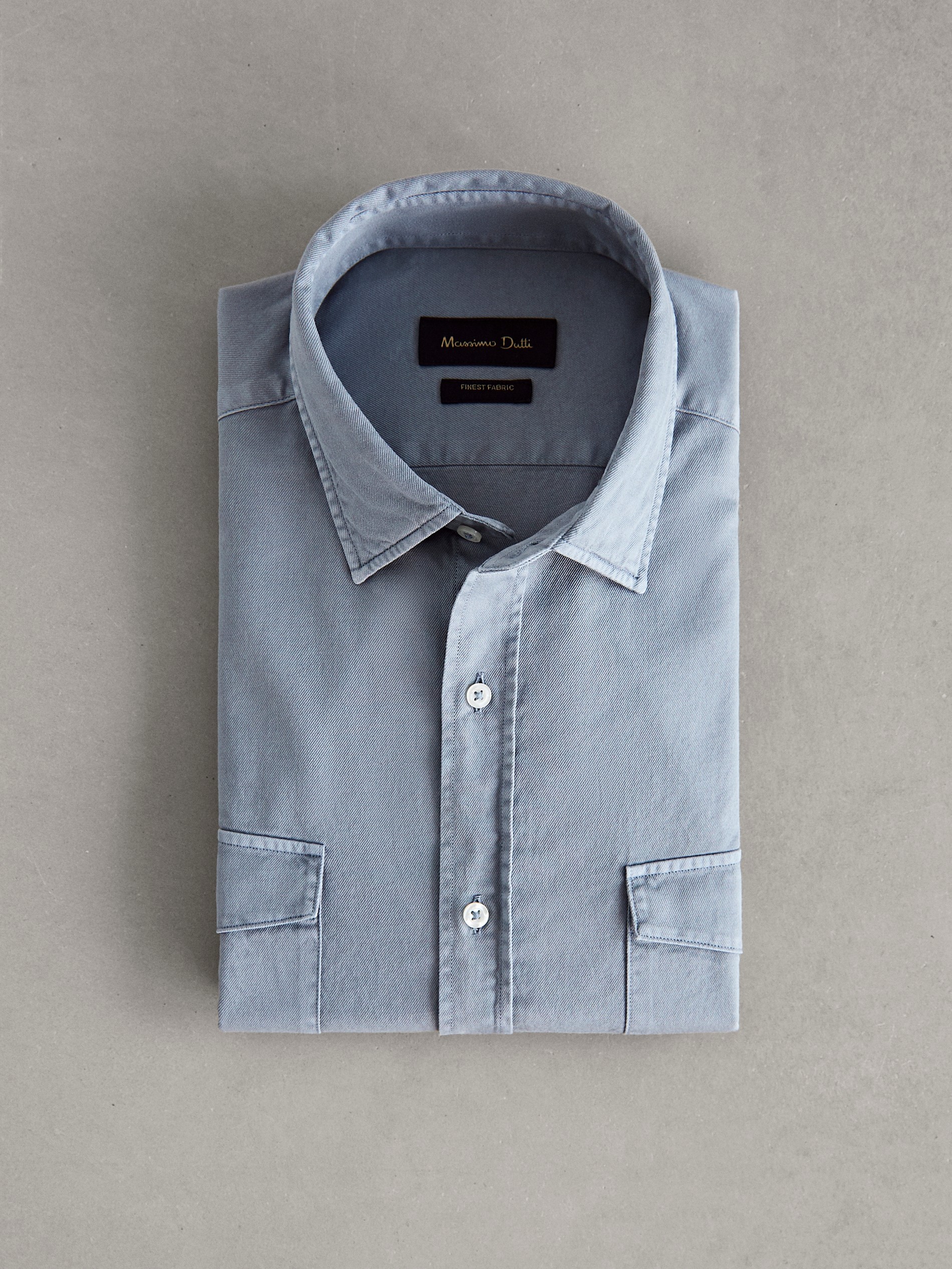 Regular fit double pocket cotton shirt 