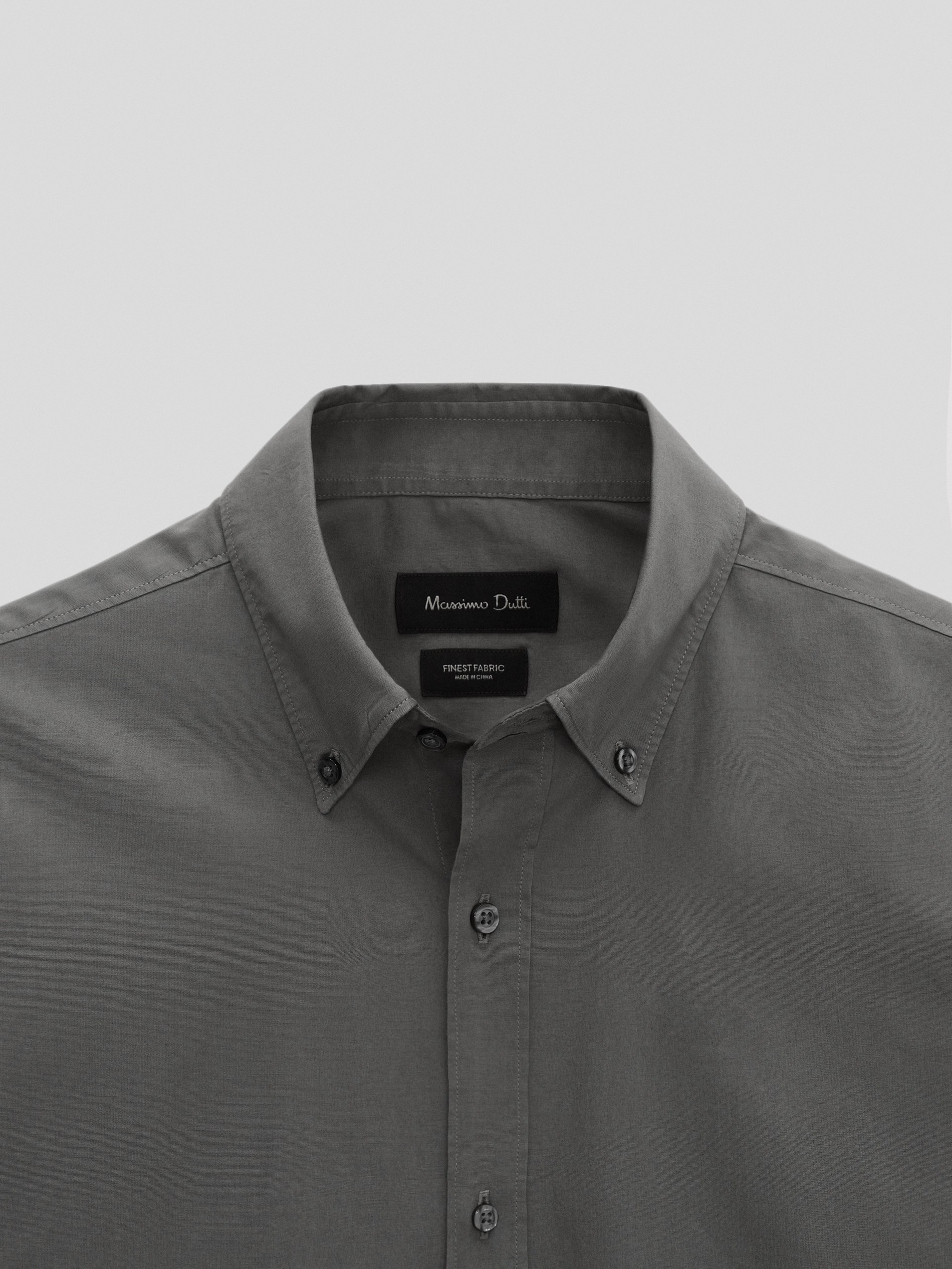 Slim fit cotton poplin shirt - null 