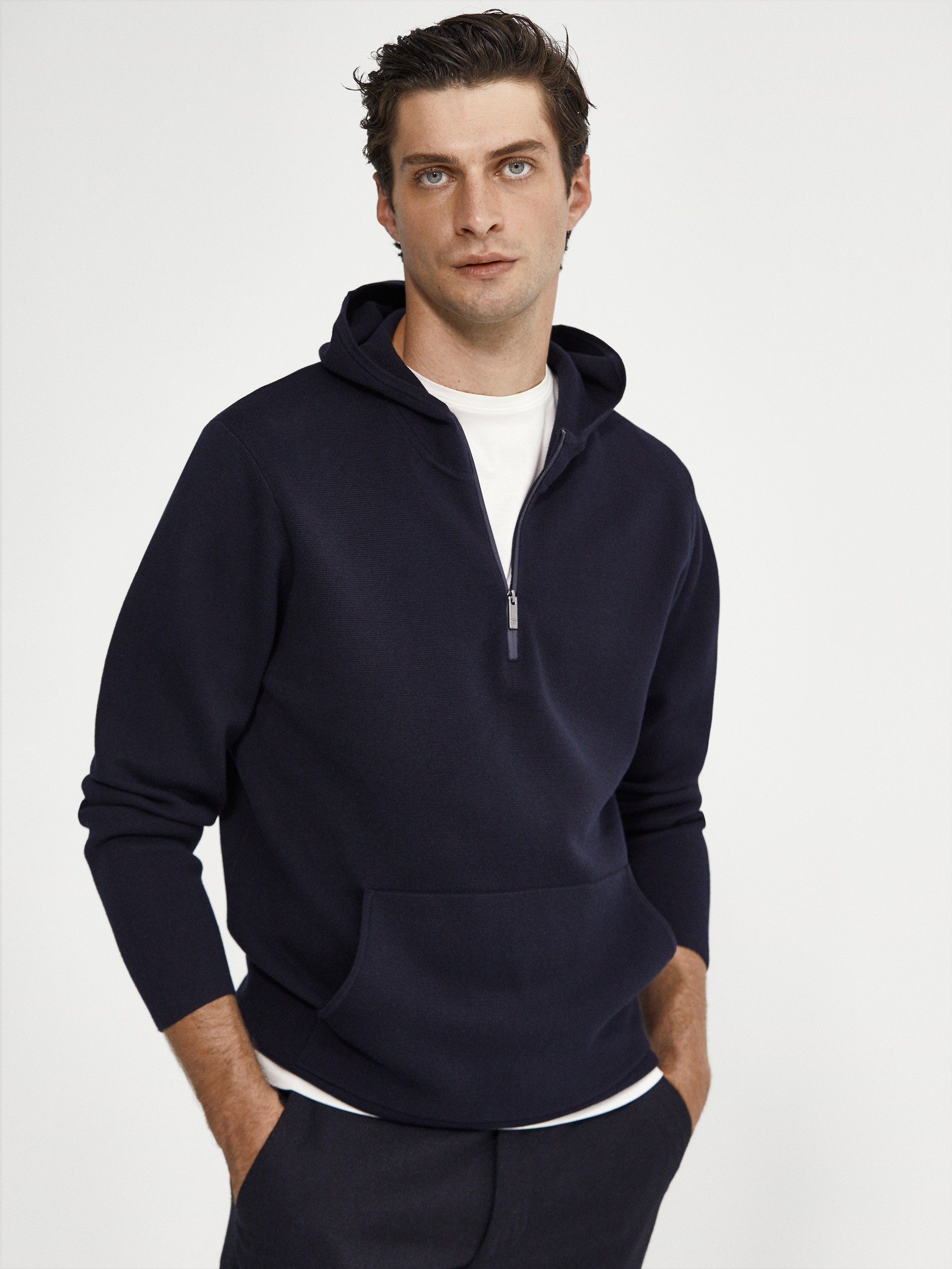 100% cotton knit hoodie - Men - Massimo 