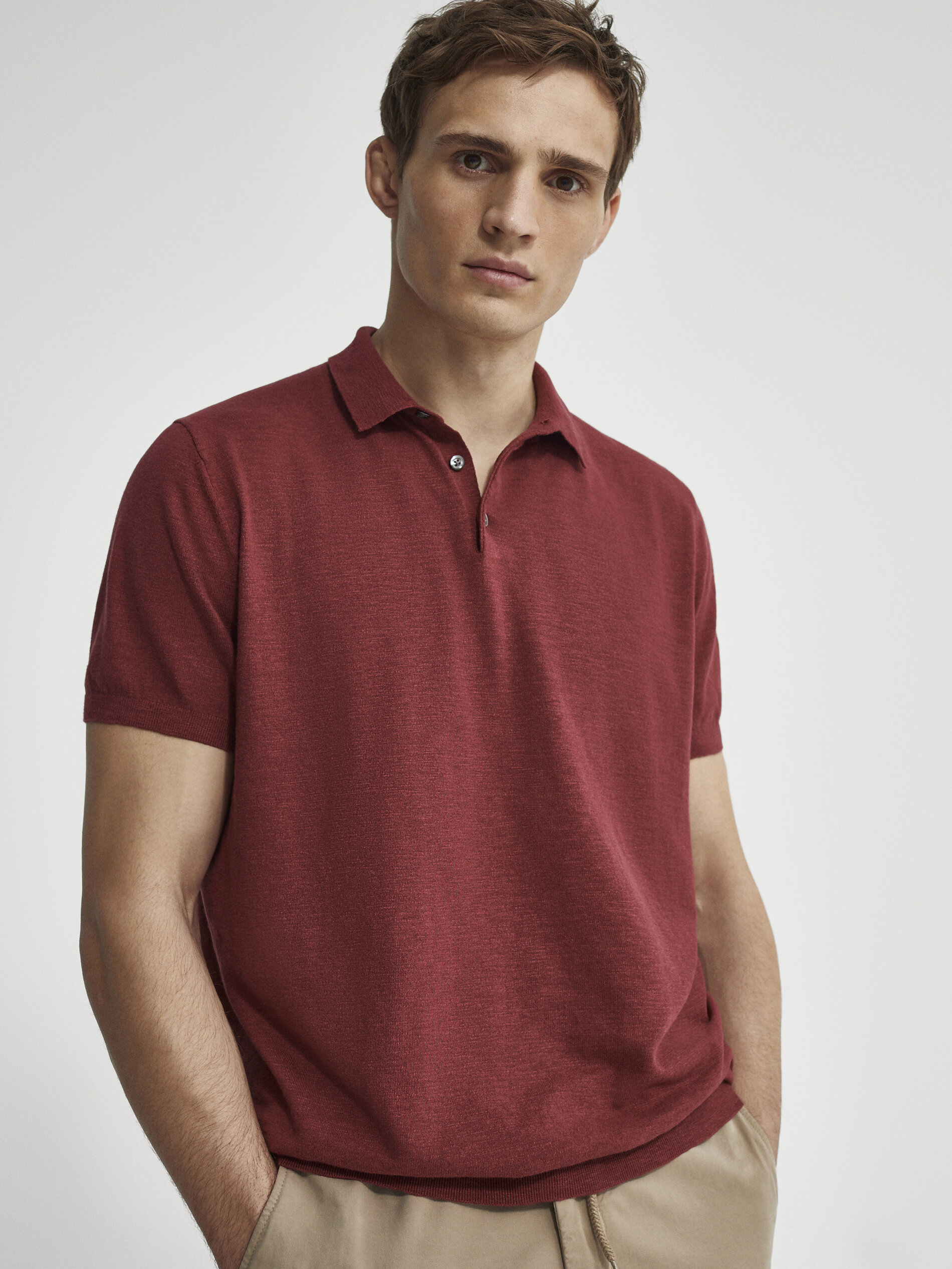 cotton linen polo shirt