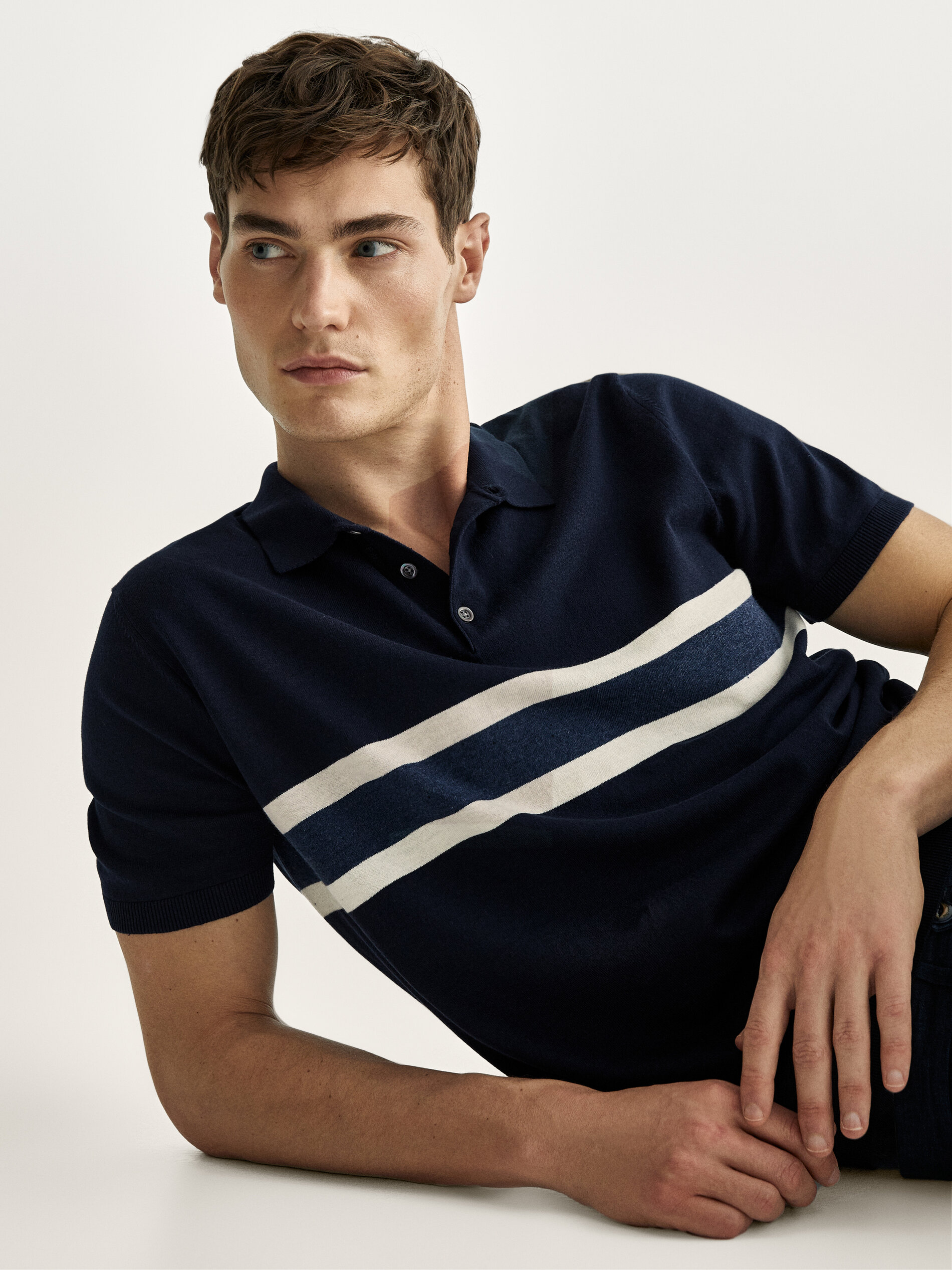 massimo dutti striped polo sweater