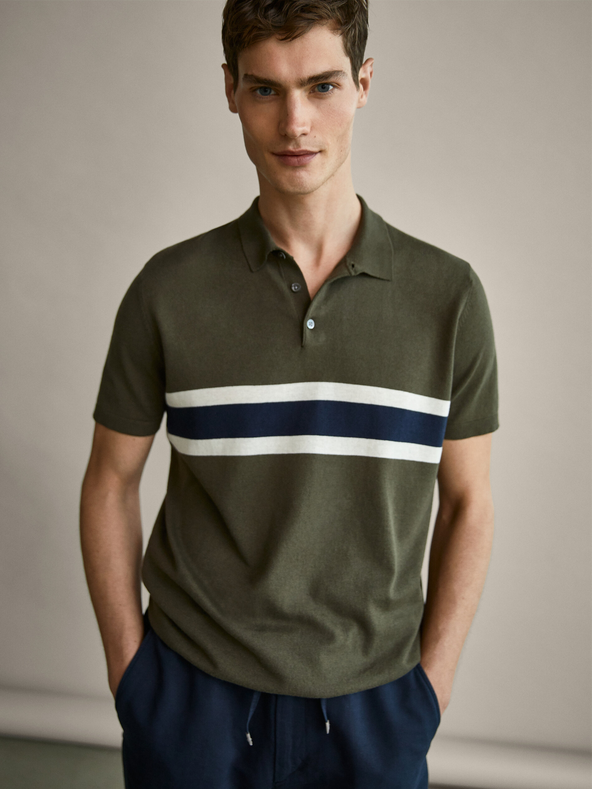 massimo dutti striped polo sweater