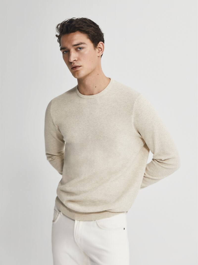 Crew neck cotton and cashmere sweater - Men - Massimo Dutti