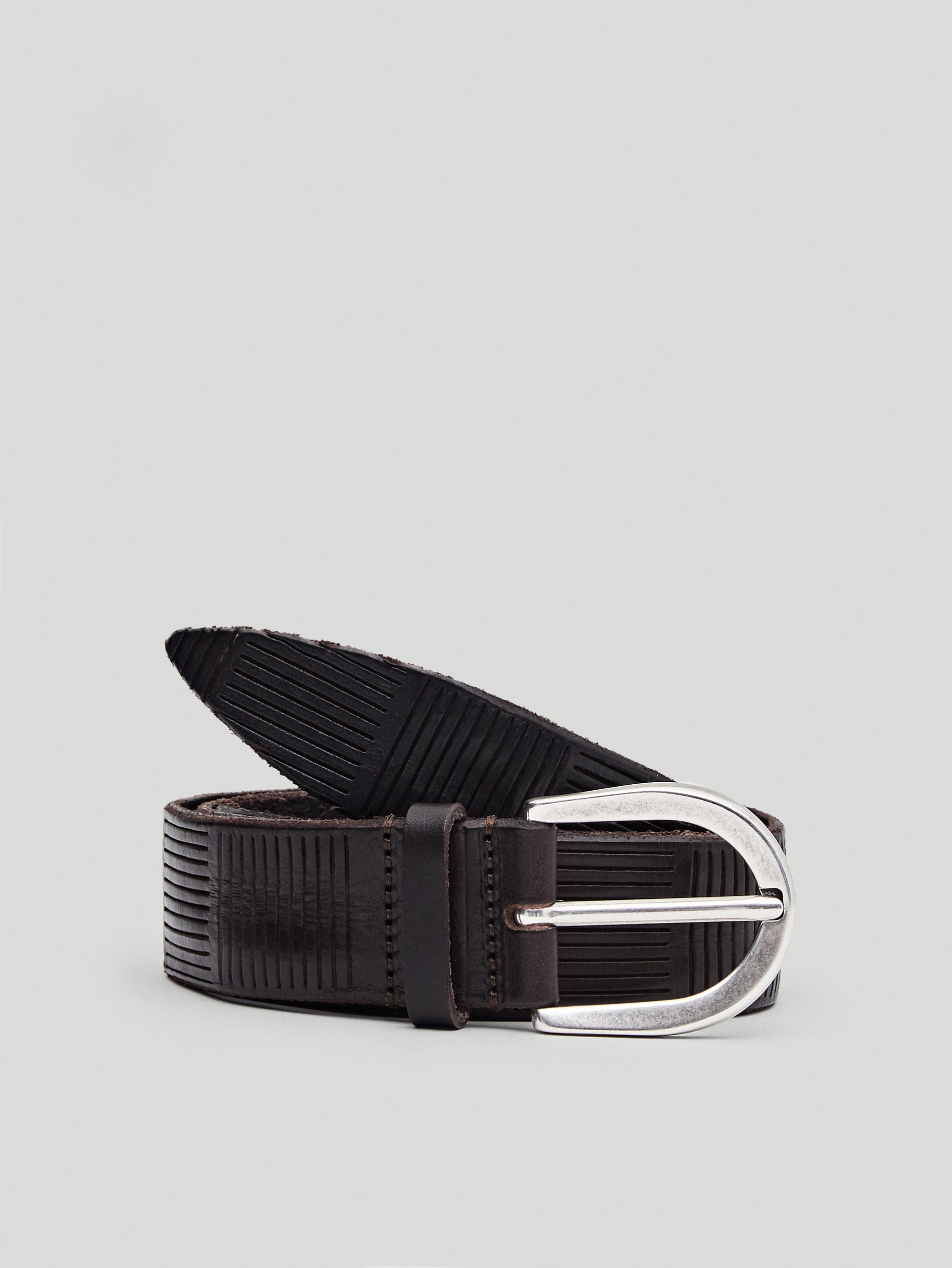 embossed leather belt