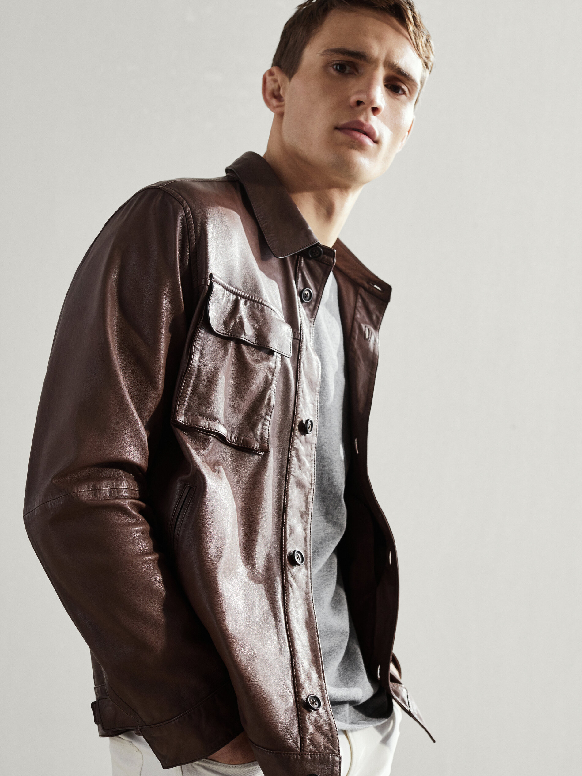 massimo dutti nappa leather jacket