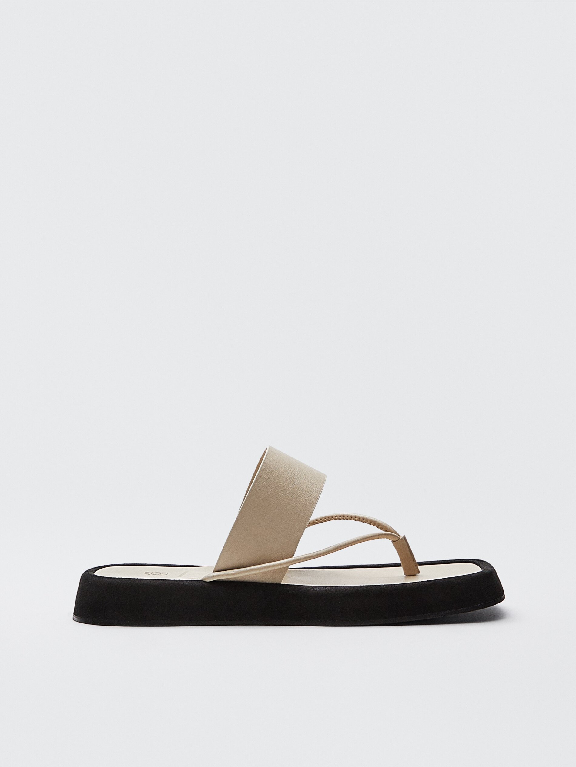Ecru leather platform sandals - Women
