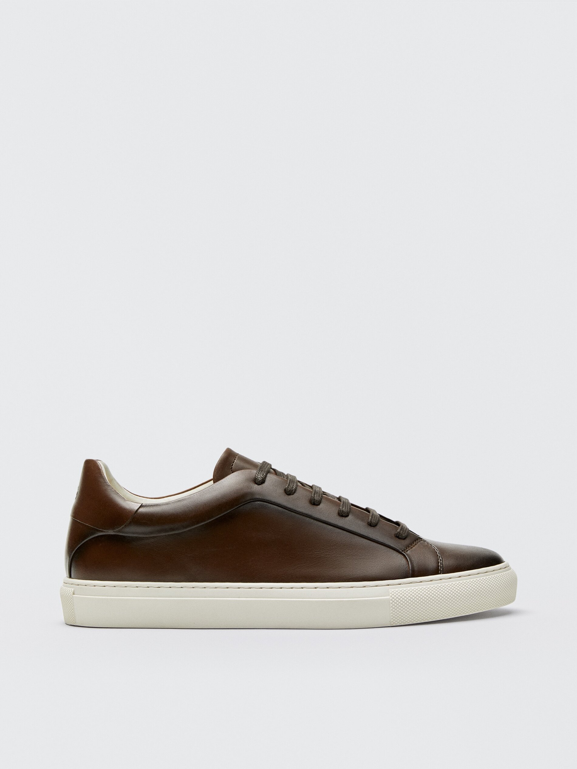 Tan nappa brushed leather trainers 