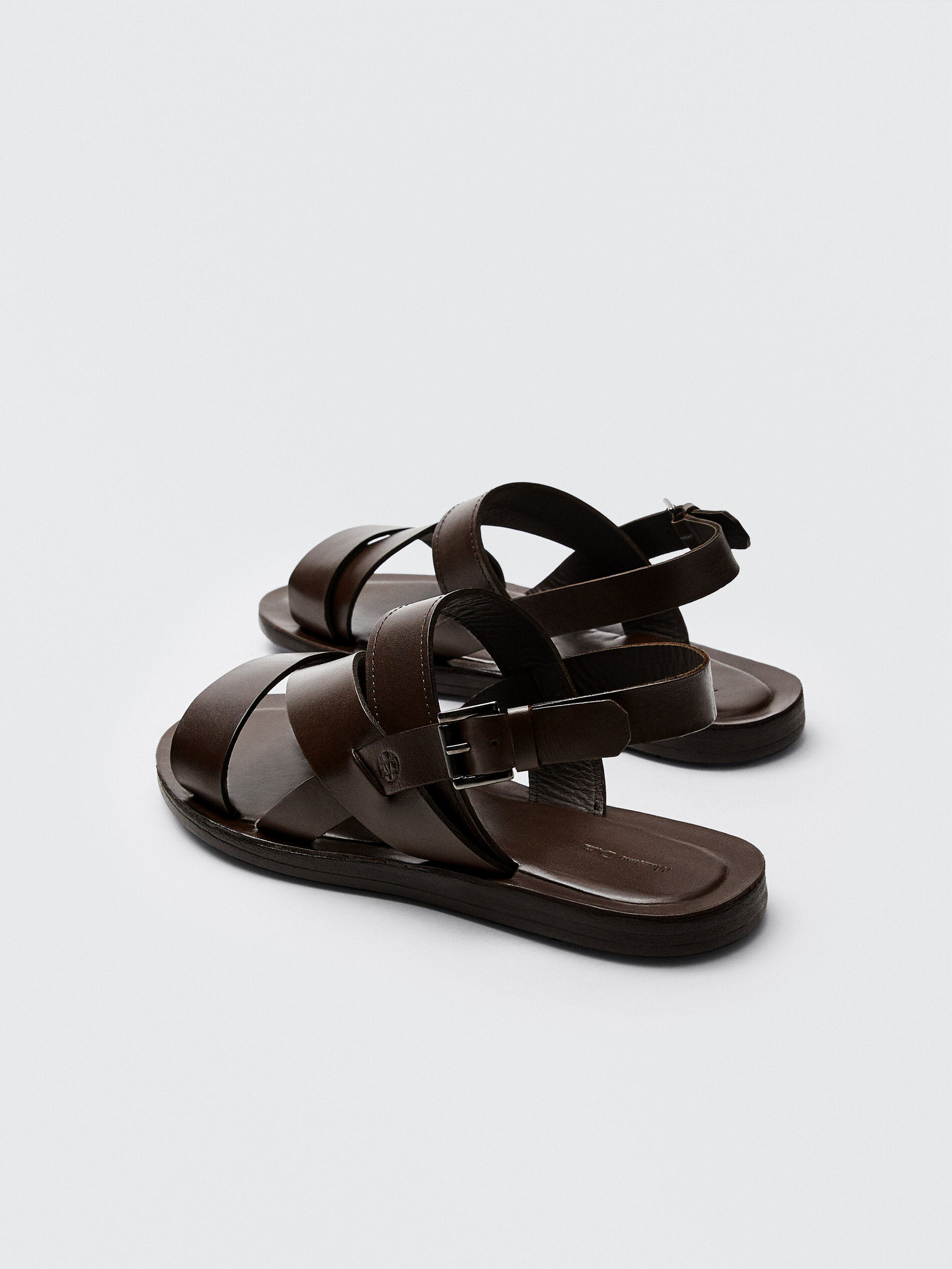 STRAPPY BROWN LEATHER SANDALS - null - Massimo Dutti