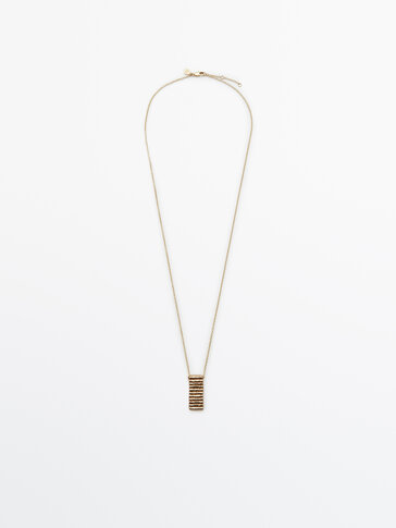 Necklace with rectangular gold-plated double pieces