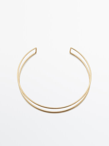Gold-plated double choker necklace