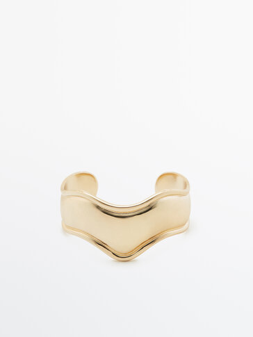 Gold-plated open cuff bracelet