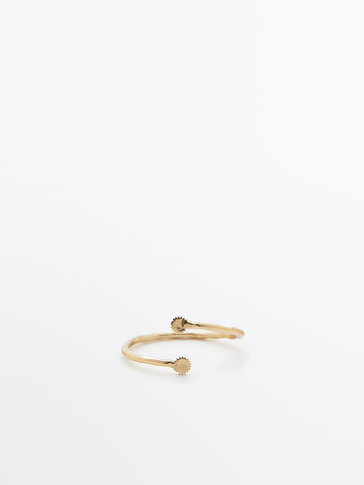 Gold-plated open ring with suns