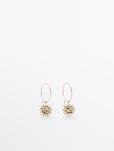 Gold-plated hoop earrings with suns