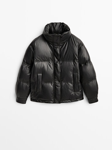 Black nappa puffer jacket