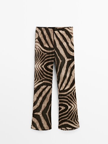 Zebra print linen trousers