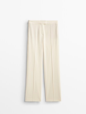 Crepe trousers with central seam