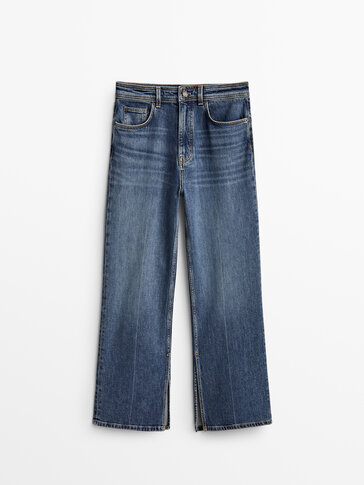 Cropped straight-leg jeans with vents