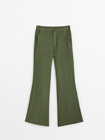 Linen flared trousers