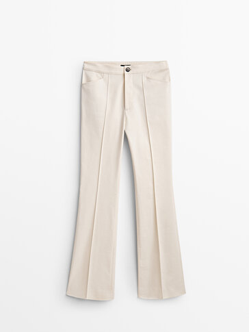 Bell bottom trousers with topstitching