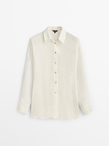 Textured linen silk shirt